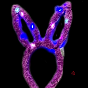 VINCHA OREJAS DE CONEJO LUMINOSA PELUCHE COLOR LILA X 12